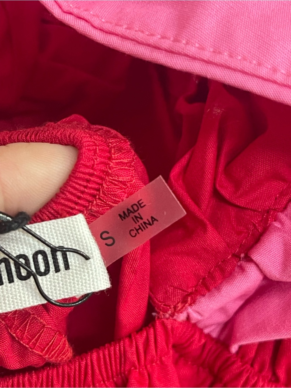 Day + Moon Two-Tone Ruffle Mini Dress in Raspberry and Pink - Picture 6 of 6